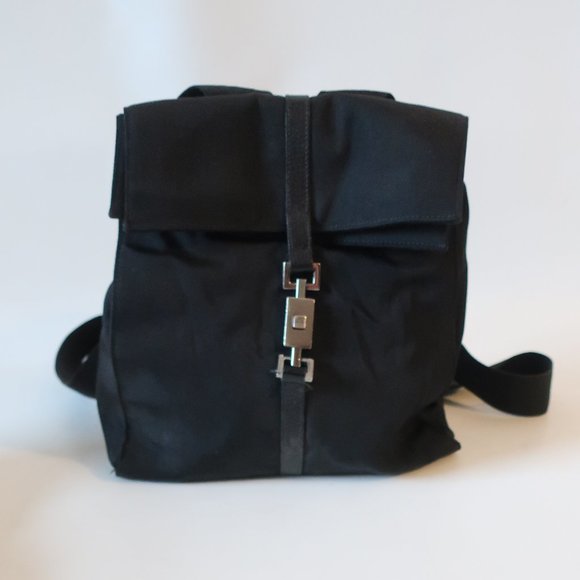 Gucci Handbags - Womens Gucci Black 003-0236-3754 Mixed Media Backpack Bag *